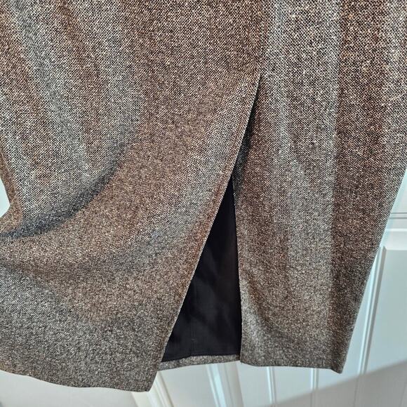 Conrad C Vintage Skirt Women Size 14 Brown 90s Midi Silk Wool Preppy Academia - Picture 4 of 10